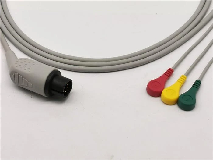 AAMI One-Piece ECG Adapter Cable 3 Leads Snaps