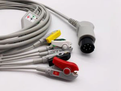 Μαύρο βύσμα 6 ακροδεκτών ECG Cable 5-LD